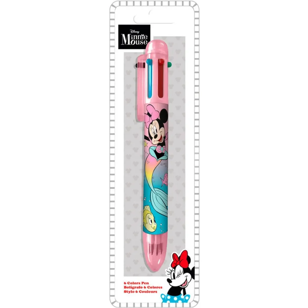 Disney Minnie Mouse 6-Kleurenpen – Multicolor Balpen – Roze – Schrijven & Tekenen