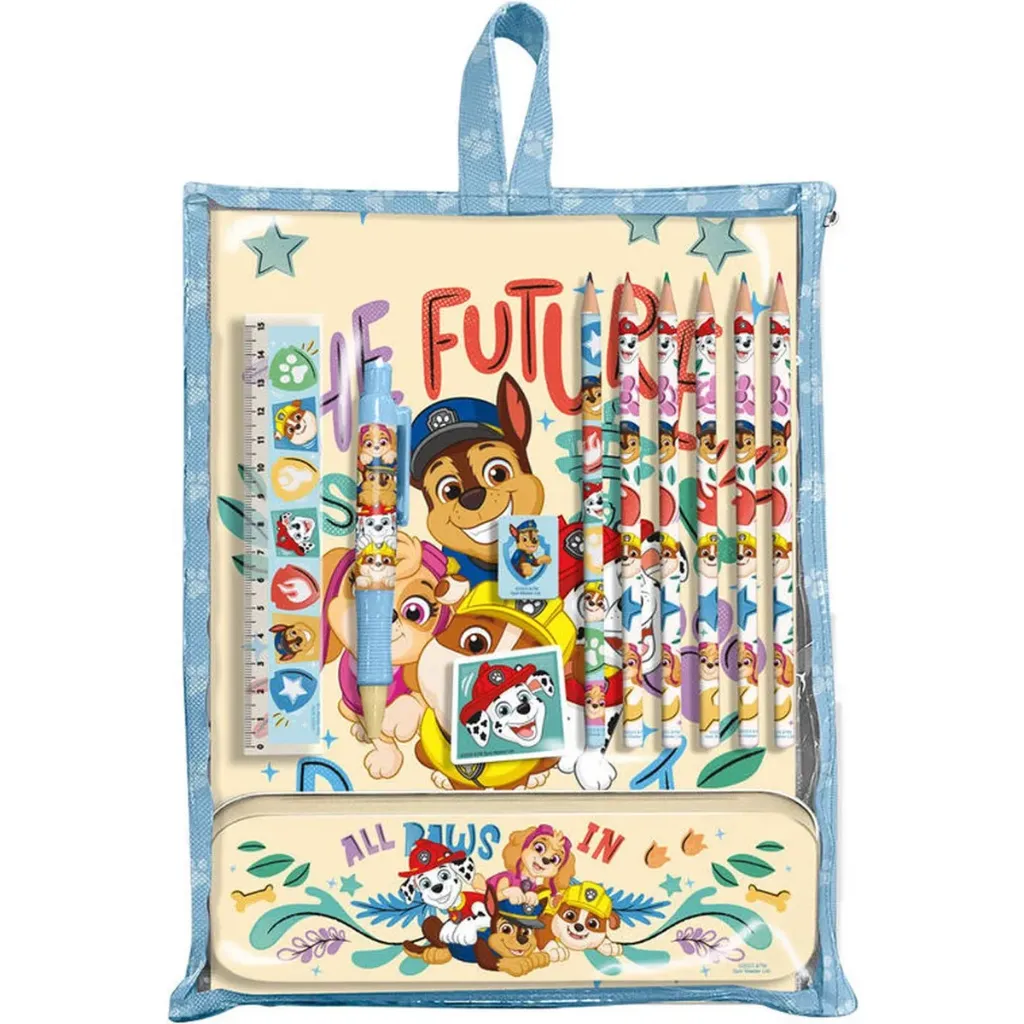 Paw Patrol - Schrijfwarenset – Inclusief Luxe Metalen Etui en Inhoud – Geel – Cadeauverpakking