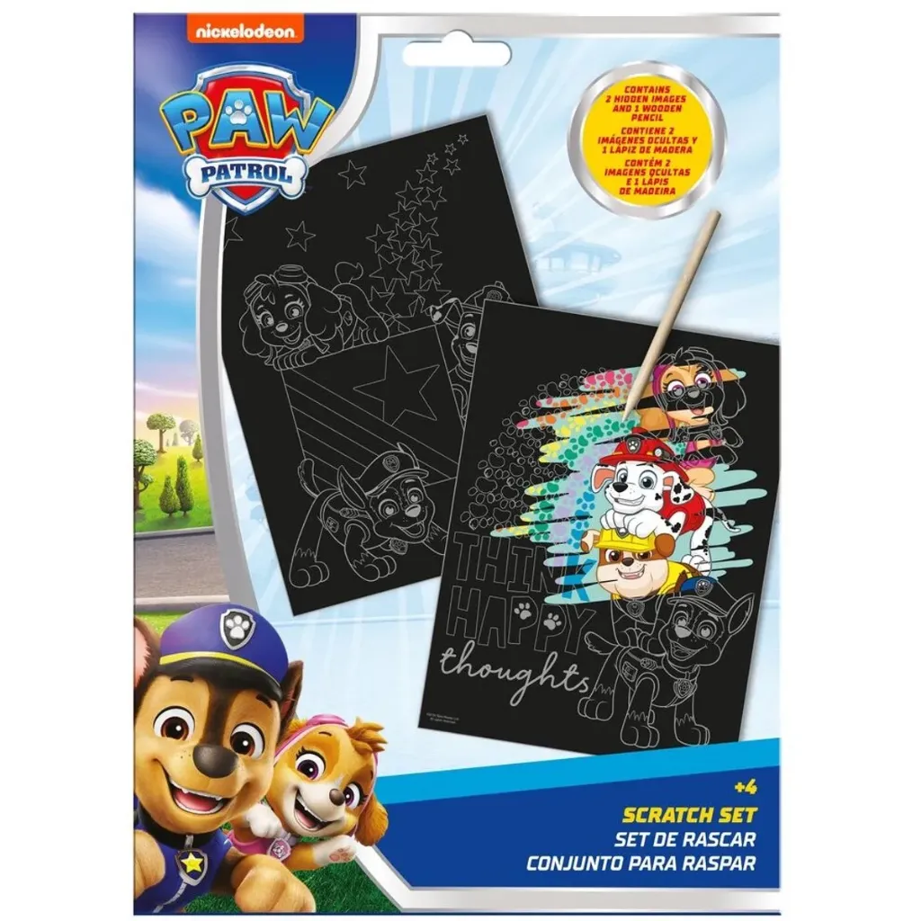 Paw Patrol Scratch Art Knutselset – Kraskunst voor Kinderen – 22,5 x 29,5 cm – Inclusief Kraspen