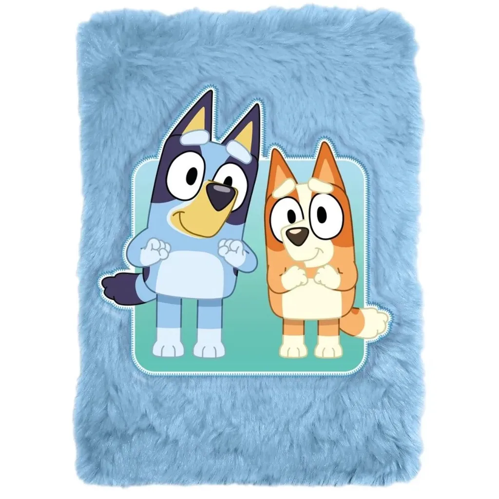 Bluey A5 Notitieboekje met Pluche Kaft – 15 x 21 x 2,5 cm – Zacht Notitieblok – Bluey & Bingo