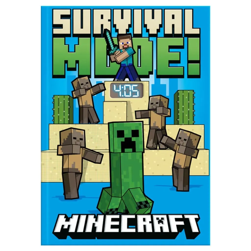 Minecraft Notitieboek met Ingebouwde LED-Klok – Digitaal Dagboek – 28 x 25 x 2 cm – Gamer Cadeau