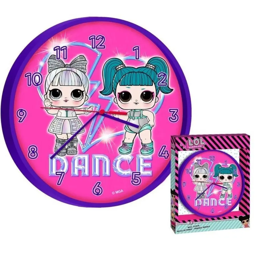 LOL Surprise Wandklok – Analoge Kinderklok – Rond – 25 cm – Roze – Glam Style