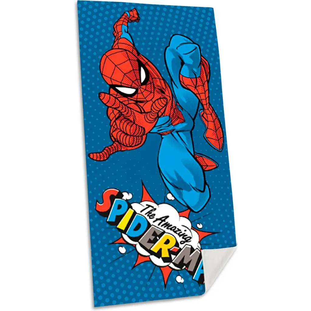 Marvel Spiderman Strandlaken – 70 x 140 cm – 100% Katoen – Stoere Badhanddoek – Rood/Blauw