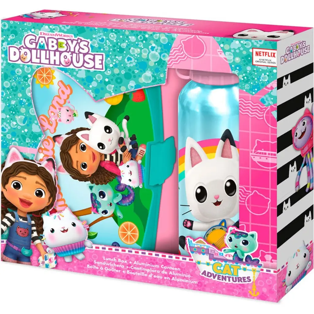 Gabby’s Dollhouse Lunchset - Broodtrommel en Drinkfles 500 ml - Roze/Multi