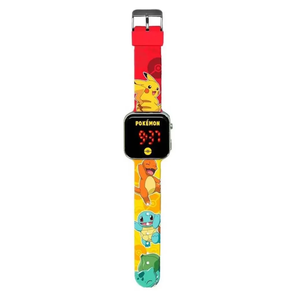 Pokémon Digitaal LED Horloge - Rood - Pikachu, Charmander & Squirtle