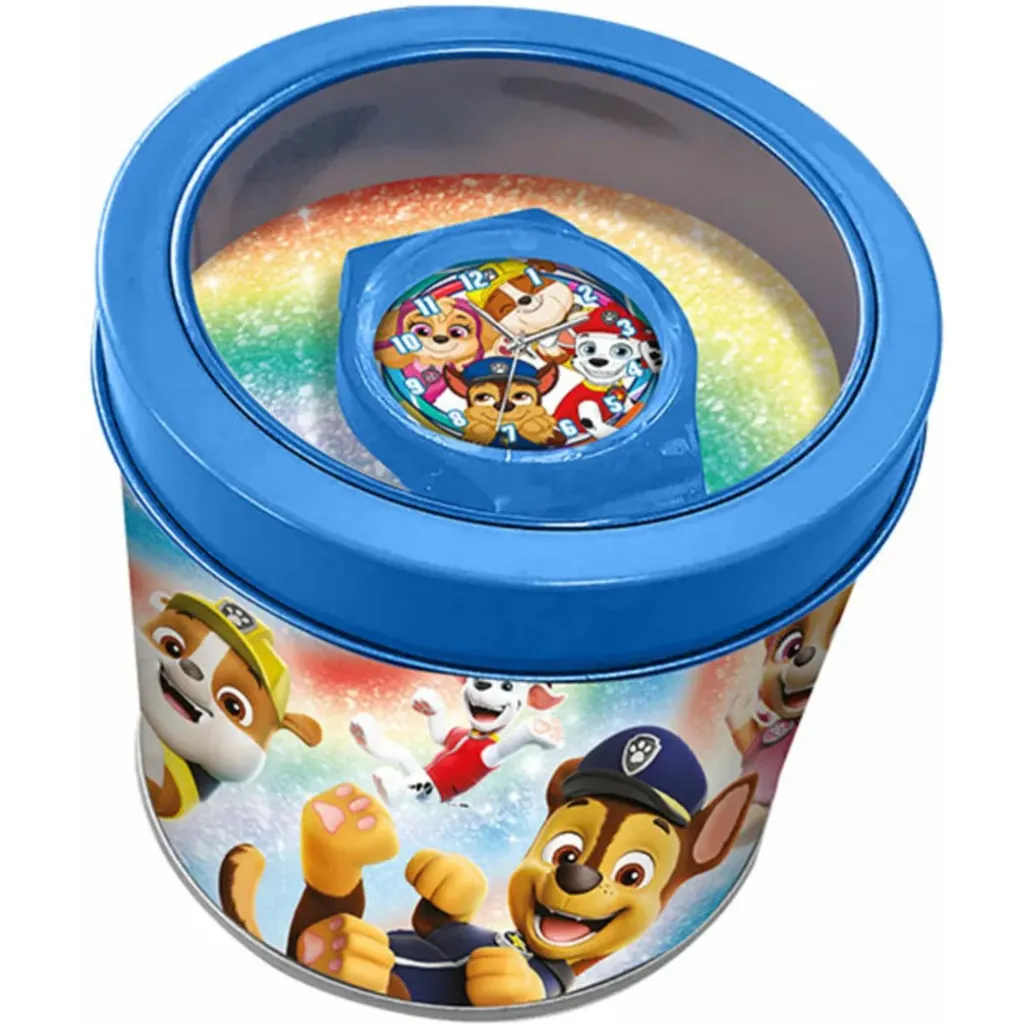 PAW Patrol Analoog Horloge - Blauw/Rood - Inclusief Metalen Bewaarblik