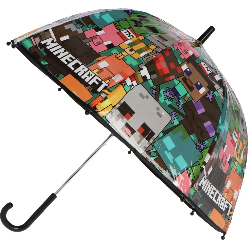 Minecraft Automatische Paraplu - Transparant / Bedrukt - 70 cm