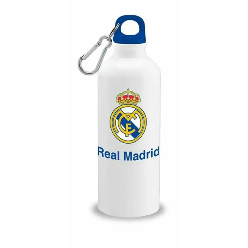 Real Madrid Aluminium Drinkfles - 500 ml - Met Karabijnhaak - Wit/Blauw