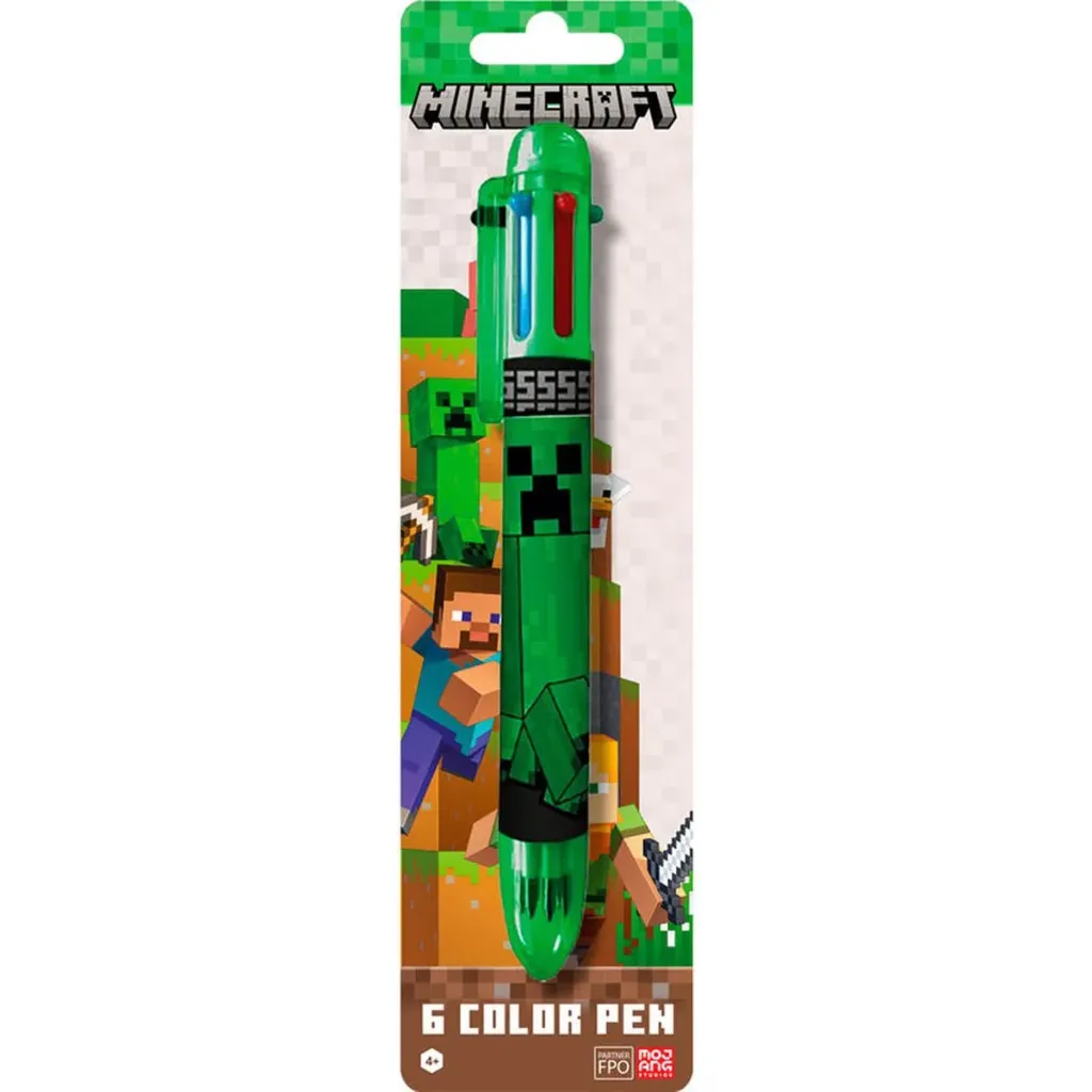 Minecraft 6-Kleurenpen - 6-in-1 Schoolpen - 6 x 21 cm - Groen - Blisterverpakking