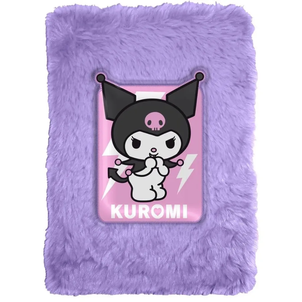 Kuromi Plush A5 Notitieboek – Dagboek – 15 x 21 cm – Paars – Zachte Pluche Cover