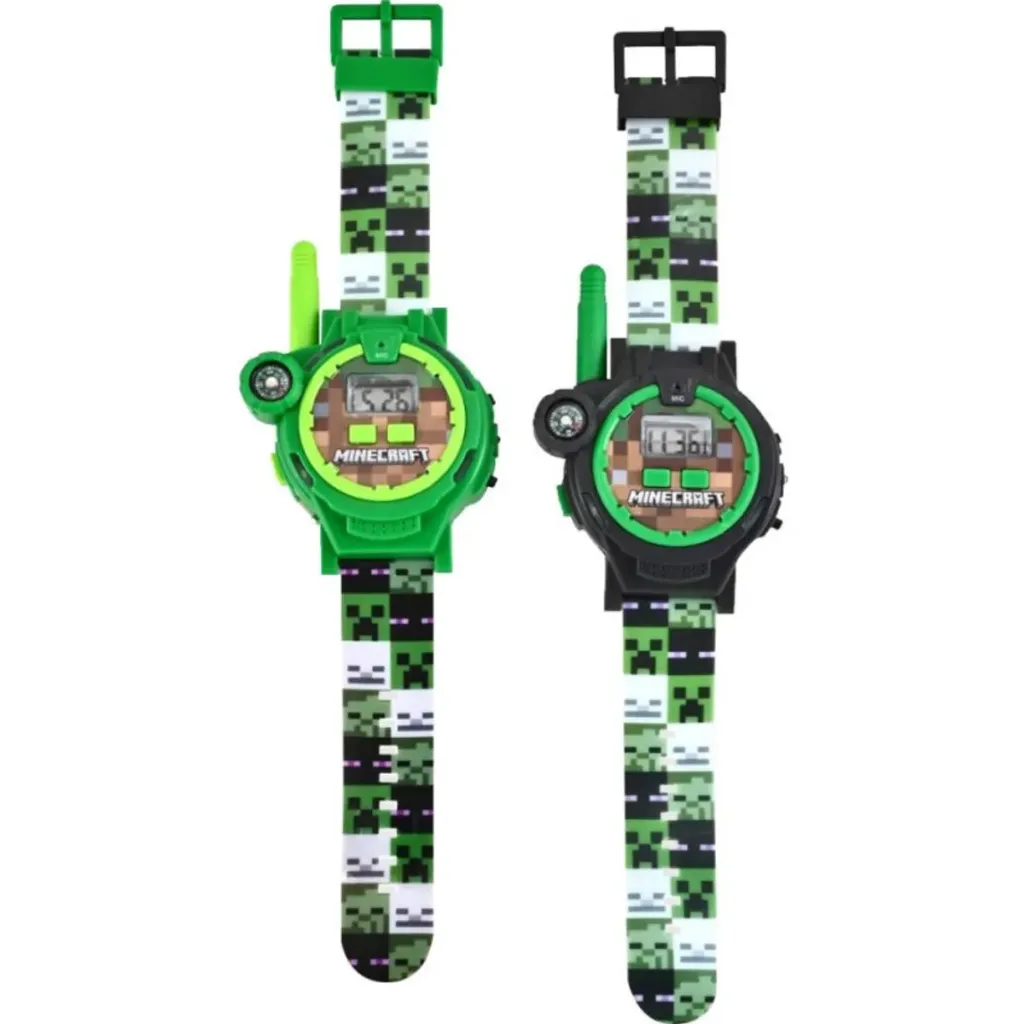 Minecraft Walkie Talkie Horloge – 2-delige Set – Kinderhorloge met Spreekfunctie – Groen – Officieel Minecraft
