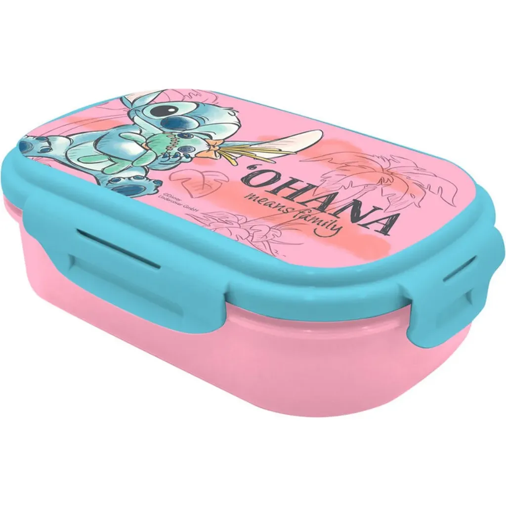Disney Lilo & Stitch „Ohana” Lunchbox – Broodtrommel met Bestek – Inclusief Vorklepel – Blauw